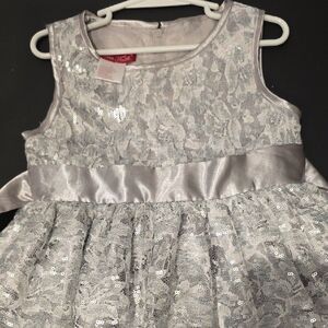 Elegant Silver Lace Kids Formal Dress
